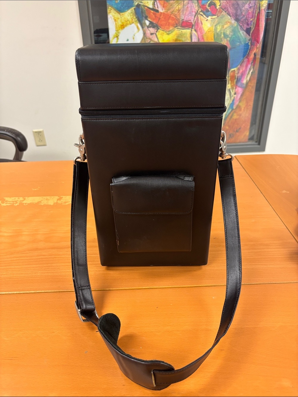 Men's ROYCE New York Leather Connoisseur Wine Carrier Black Color